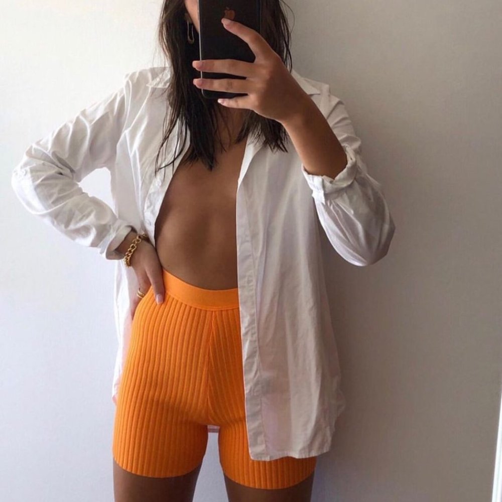 House of CB Orange High Waist Shorts